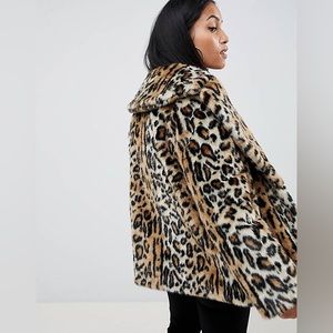 ASOS Leopard Print Faux Fur Coat